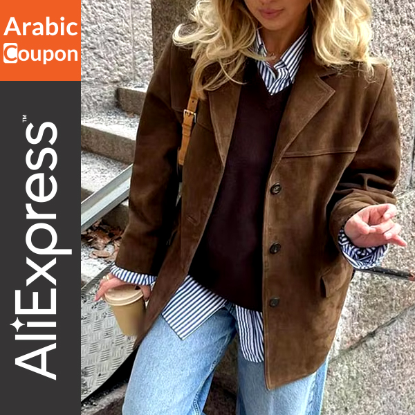 Brown Suede Blazer - Winter discounted collection from Aliexpress